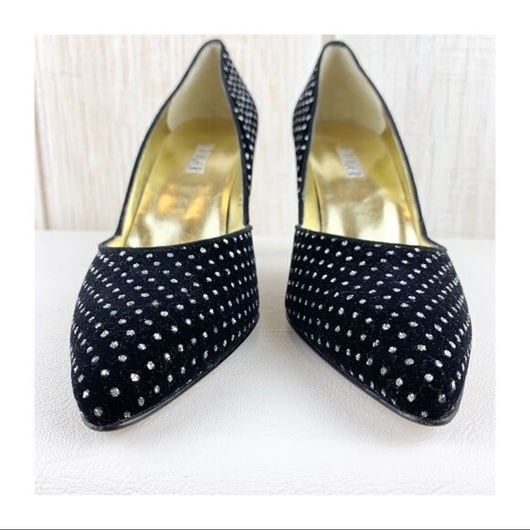 Walter Steiger Black Velvet Evening Pumps w/Silver Glitter - Picture 8 of 8